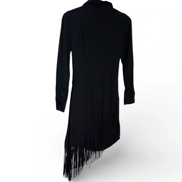 L'Academie Revolve Fringe Mini Dress Black Wrap - Picture 6 of 8